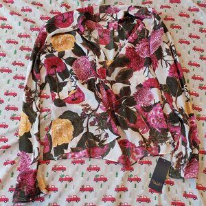 Rachel Roy Womens Floral Print Ruffled Blouse - size 0